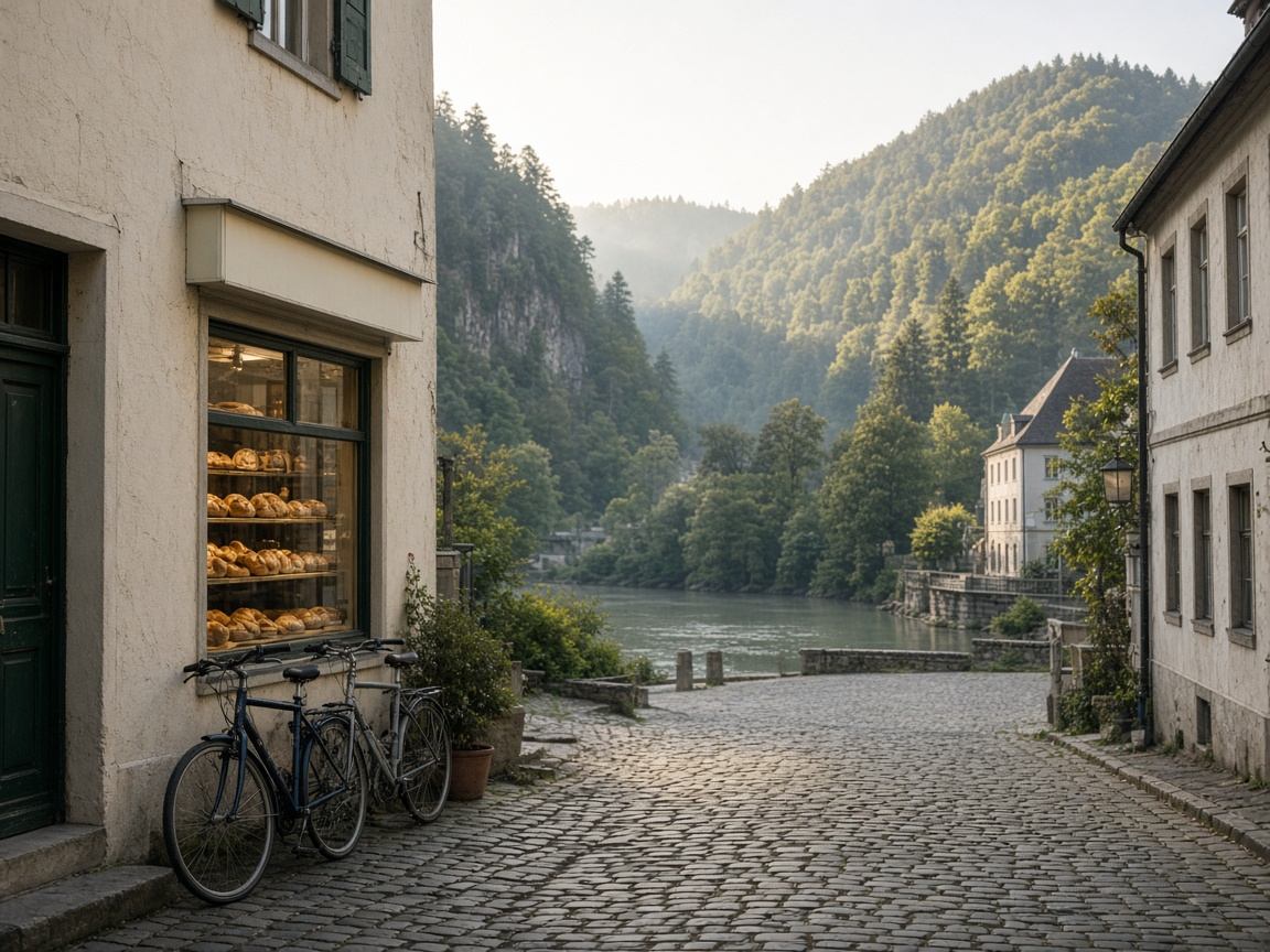 Ruhige Gasse mit Steinfassaden und Fahrrädern in einem Ort des Altmühltals